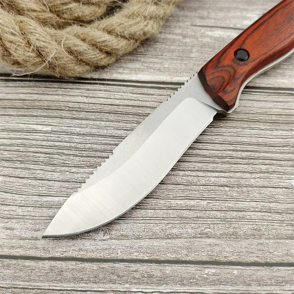 Fixed Blade Knife High Hardness S30V Steel Portable Tactical Knife Wooden Handle Durable Outdoor Hiking EDC Tool