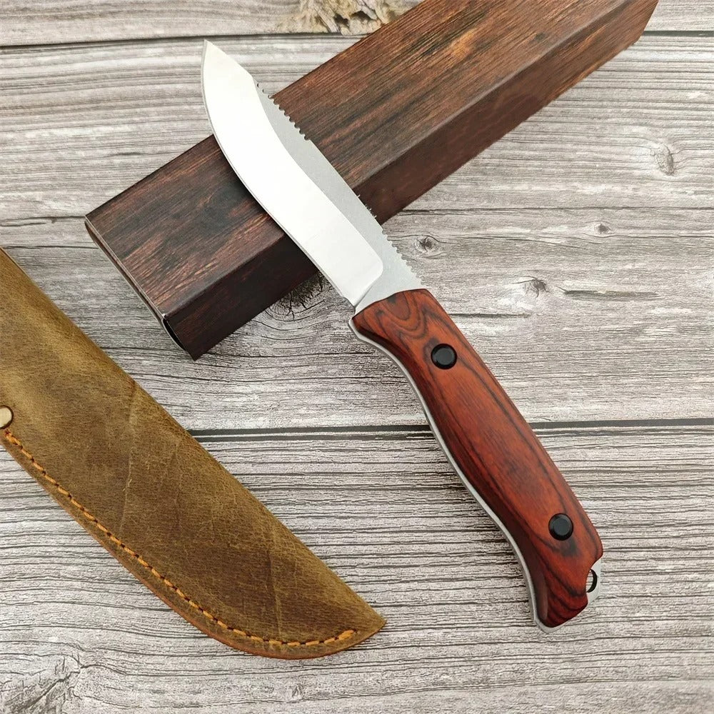 Fixed Blade Knife High Hardness S30V Steel Portable Tactical Knife Wooden Handle Durable Outdoor Hiking EDC Tool