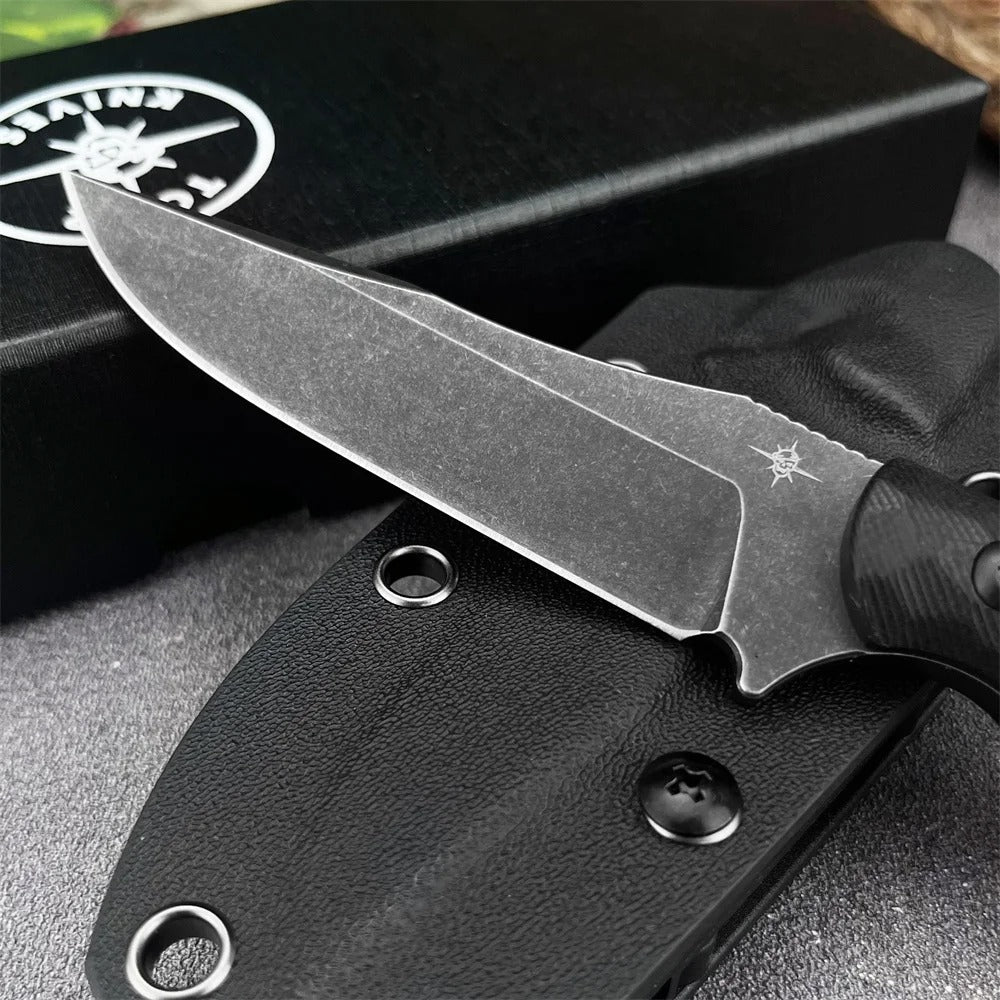Tactical Straight Knife 3.26” 9Cr13Mov Fixed Blade Military Knife Black Handle with Sheath Wilderness Hunting Survival