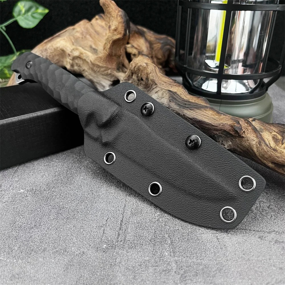 Tactical Straight Knife 3.26” 9Cr13Mov Fixed Blade Military Knife Black Handle with Sheath Wilderness Hunting Survival