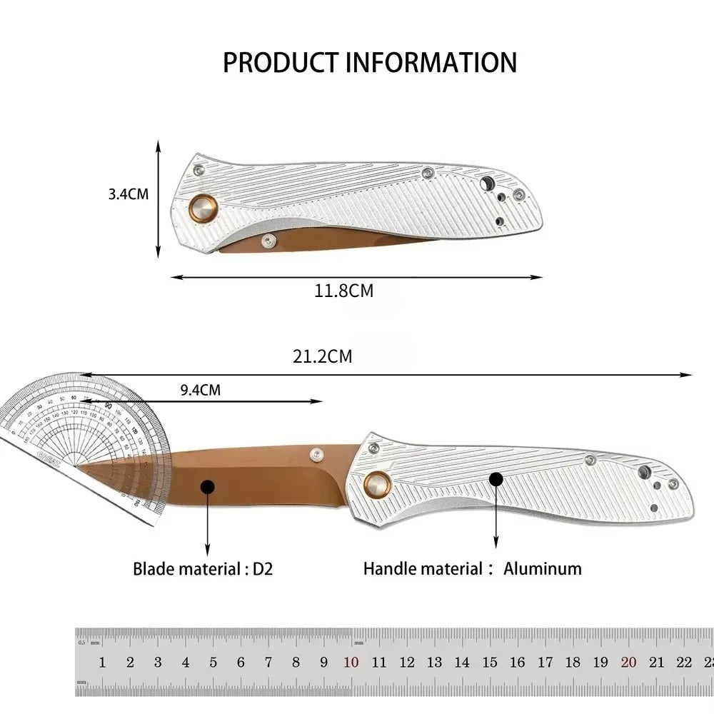 Tactical Folding Knife Survival Knife Sharp D2 Blade Durable Aluminum Handle Daily Portable Outdoor Hunting Tool Gift