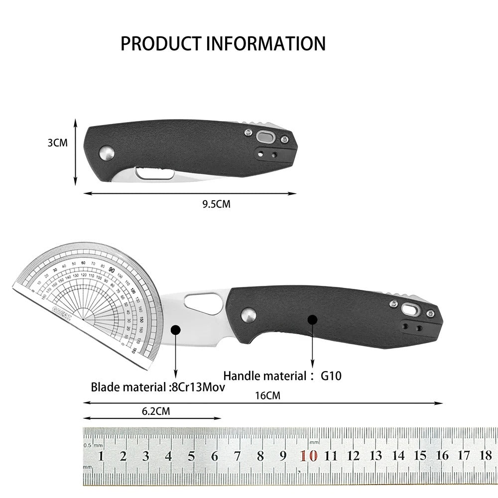 Small Pocket Folding Knife Carrying Knife High Hardness 8Cr13Mov Blade G10 Handle EDC Outdoor Hiking Rescue Practical Tools