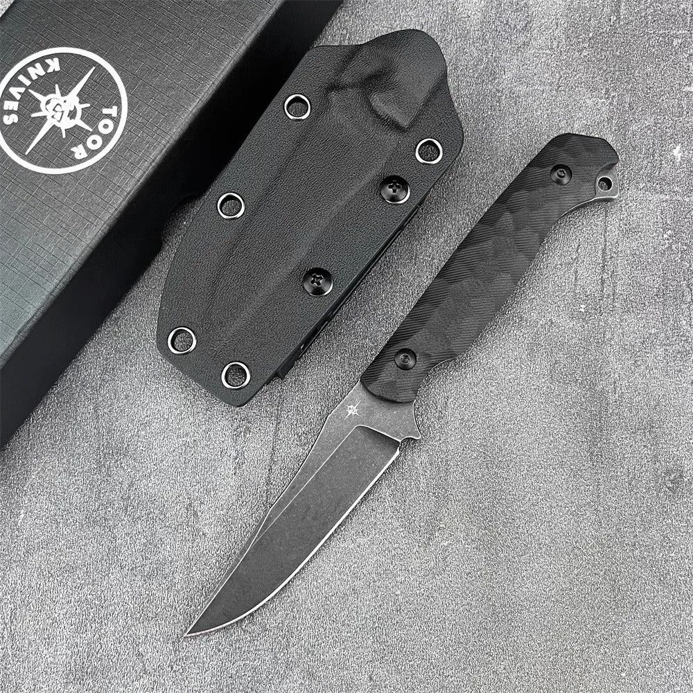 Tactical Straight Knife 3.26” 9Cr13Mov Fixed Blade Military Knife Black Handle with Sheath Wilderness Hunting Survival