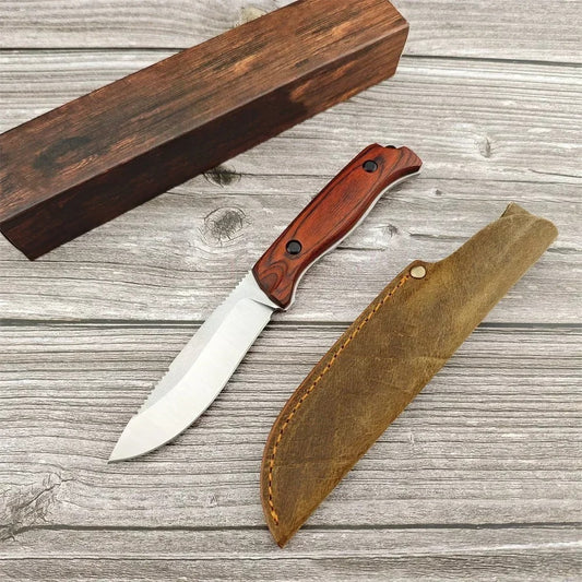 Fixed Blade Knife High Hardness S30V Steel Portable Tactical Knife Wooden Handle Durable Outdoor Hiking EDC Tool