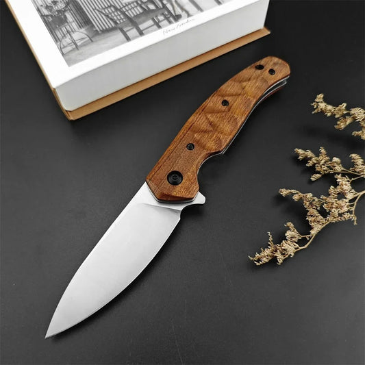 Multifunctional Pocket Folding Knife D2 Blade Premium Non-Slip Rosewood Handle for Camping Fishing Hunting EDC Tools