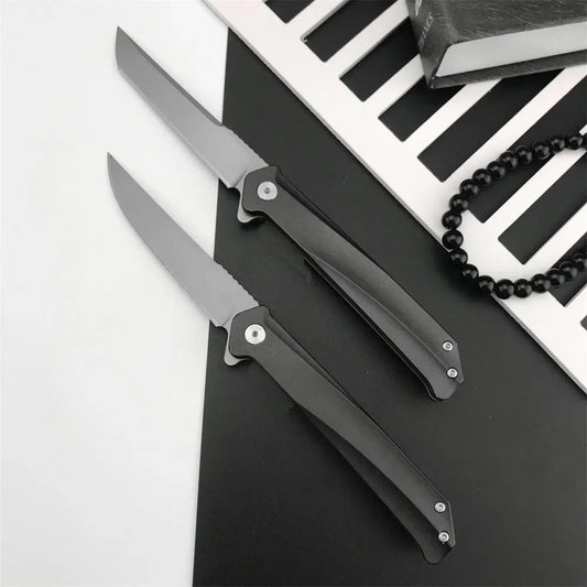 Spiral Flip Folding Knife 440C Sharp  Blade Black Aluminum Handle Gentleman's Knife Outdoor Tactical EDC Tools