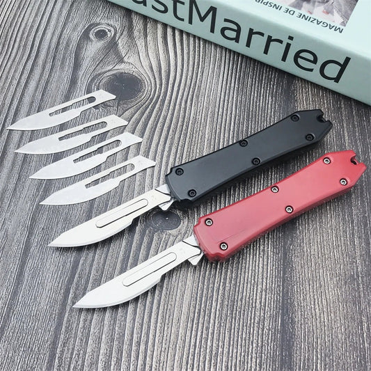 Replaceable Blade Multifunctional Outdoor Folding Knife Sharp 440C Blade Zinc Alloy Handle Hiking Camping Emergency Rescue Tool