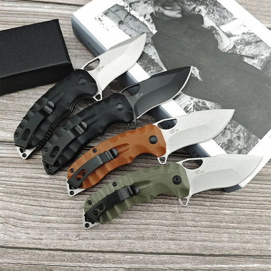 4 Colors Small Pocket Folding Knife 8Cr13Mov Satin Flat Blade G10 Handle EDC Outdoor Hiking Camping Essential Tool